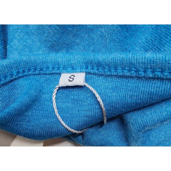 NWT- Niashot Criss-Cross V-Neck Long Sleeve Drape Top - Blue Small - Picture 9 of 13